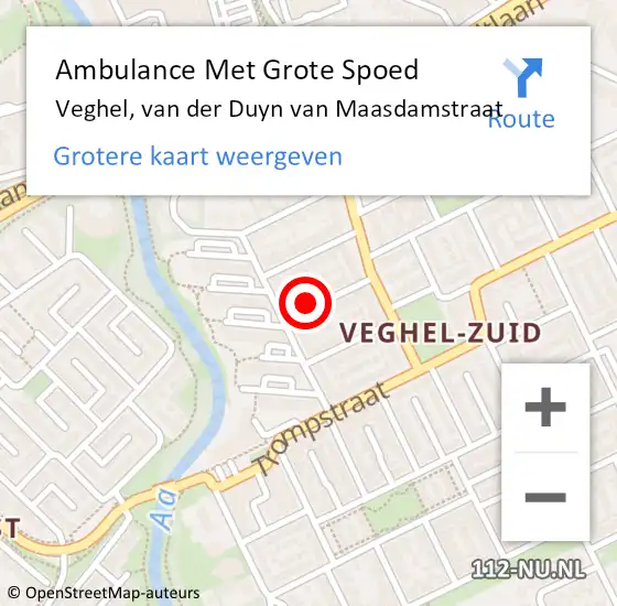 Locatie op kaart van de 112 melding: Ambulance Met Grote Spoed Naar Veghel, van der Duyn van Maasdamstraat op 10 april 2017 23:44