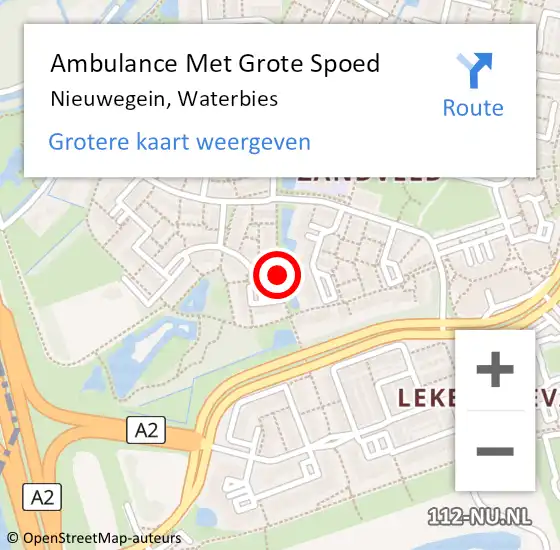 Locatie op kaart van de 112 melding: Ambulance Met Grote Spoed Naar Nieuwegein, Waterbies op 11 april 2017 11:56