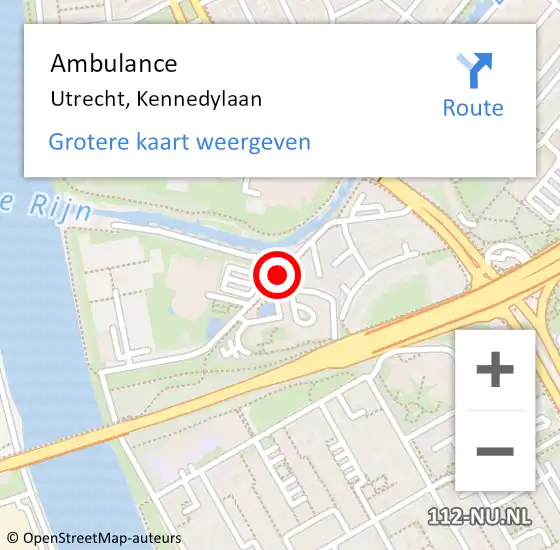 Locatie op kaart van de 112 melding: Ambulance Utrecht, Kennedylaan op 11 april 2017 14:46