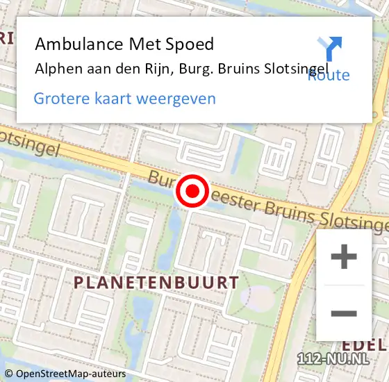 Locatie op kaart van de 112 melding: Ambulance Met Spoed Naar Alphen aan den Rijn, Burg. Bruins Slotsingel op 11 april 2017 14:59