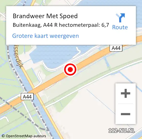 Locatie op kaart van de 112 melding: Brandweer Met Spoed Naar Buitenkaag, A44 R op 11 april 2017 16:55
