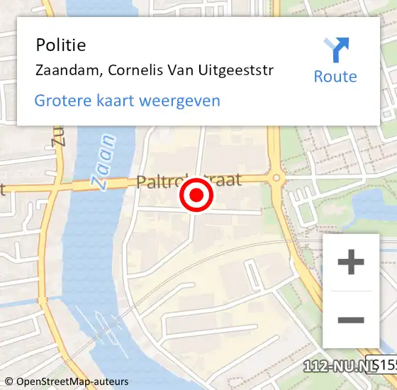 Locatie op kaart van de 112 melding: Politie Zaandam, Cornelis Van Uitgeeststr op 11 april 2017 19:41