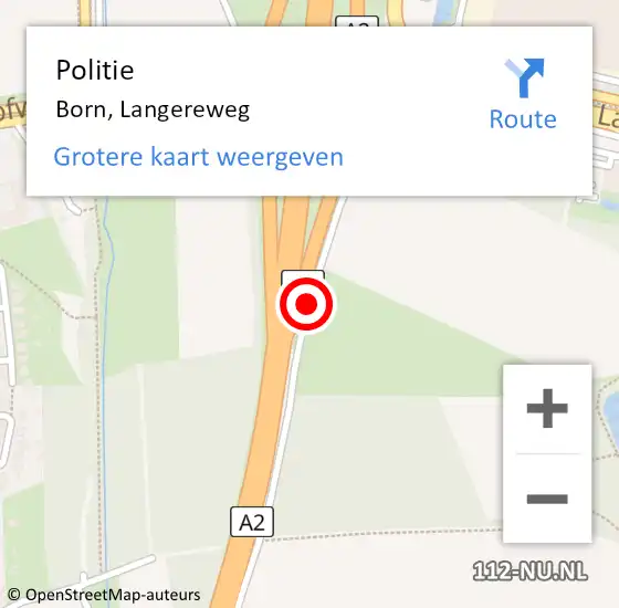 Locatie op kaart van de 112 melding: Politie Born, Langereweg op 6 september 2013 20:23