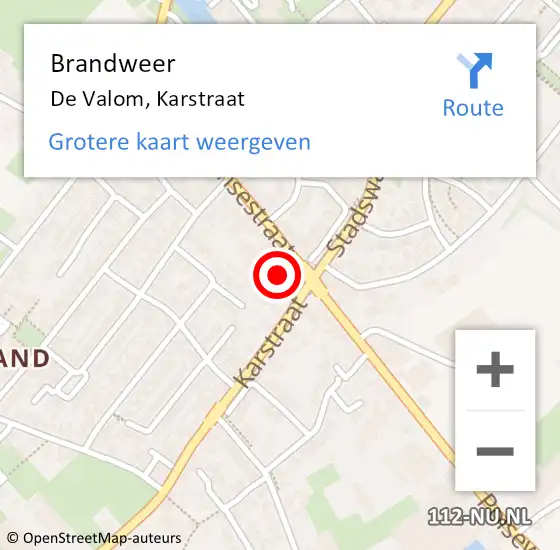 Locatie op kaart van de 112 melding: Brandweer De Valom, Karstraat op 12 april 2017 15:38