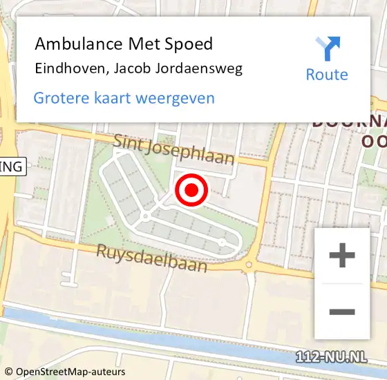 Locatie op kaart van de 112 melding: Ambulance Met Spoed Naar Eindhoven, Jacob Jordaensweg op 12 april 2017 20:56