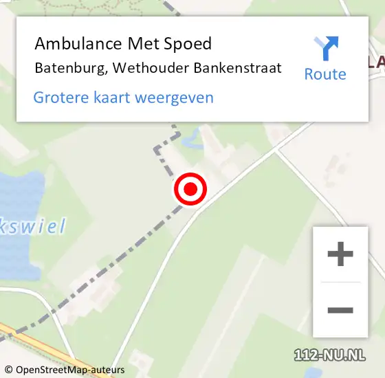 Locatie op kaart van de 112 melding: Ambulance Met Spoed Naar Batenburg, Wethouder Bankenstraat op 12 april 2017 23:52