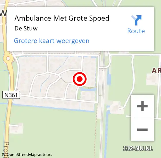 Locatie op kaart van de 112 melding: Ambulance Met Grote Spoed Naar De Stuw op 13 april 2017 08:50