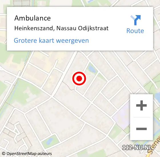 Locatie op kaart van de 112 melding: Ambulance Heinkenszand, Nassau Odijkstraat op 13 april 2017 12:13