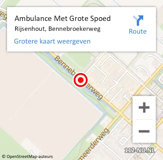 Locatie op kaart van de 112 melding: Ambulance Met Grote Spoed Naar Rijsenhout, Bennebroekerweg op 13 april 2017 12:21