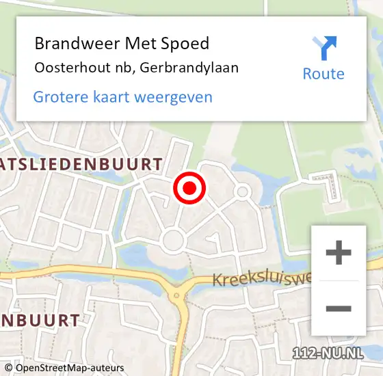 Locatie op kaart van de 112 melding: Brandweer Met Spoed Naar Oosterhout nb, Gerbrandylaan op 13 april 2017 13:09