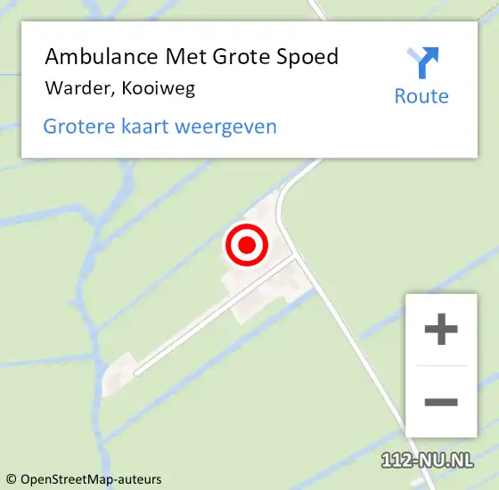 Locatie op kaart van de 112 melding: Ambulance Met Grote Spoed Naar Warder, Kooiweg op 14 april 2017 00:55
