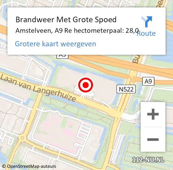 Locatie op kaart van de 112 melding: Brandweer Met Grote Spoed Naar Amstelveen, A9 Re hectometerpaal: 26,1 op 14 april 2017 05:27
