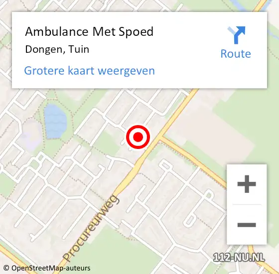 Locatie op kaart van de 112 melding: Ambulance Met Spoed Naar Dongen, Tuin op 14 april 2017 12:18