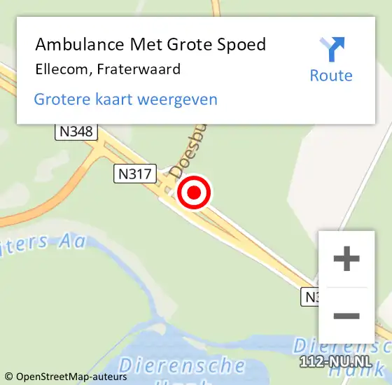 Locatie op kaart van de 112 melding: Ambulance Met Grote Spoed Naar Ellecom, Fraterwaard op 14 april 2017 13:10