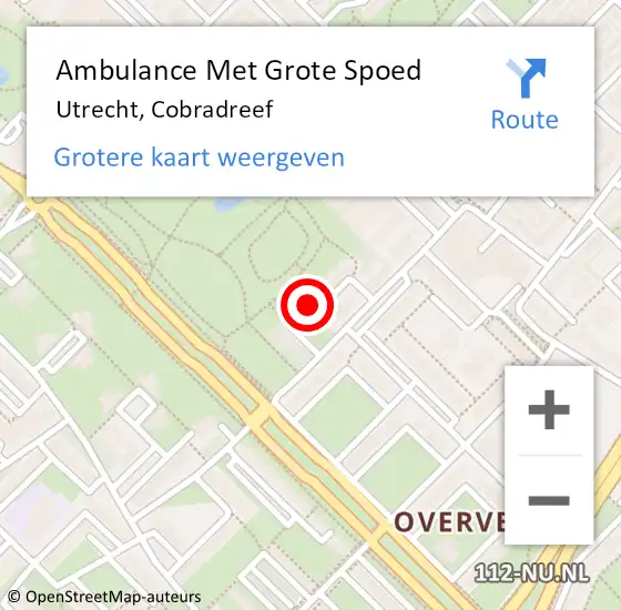 Locatie op kaart van de 112 melding: Ambulance Met Grote Spoed Naar Utrecht, Cobradreef op 14 april 2017 16:42