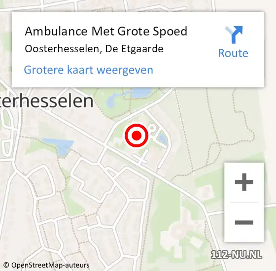 Locatie op kaart van de 112 melding: Ambulance Met Grote Spoed Naar Oosterhesselen, De Etgaarde op 14 april 2017 16:58