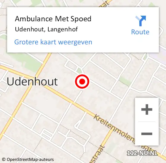 Locatie op kaart van de 112 melding: Ambulance Met Spoed Naar Udenhout, Langenhof op 14 april 2017 18:12