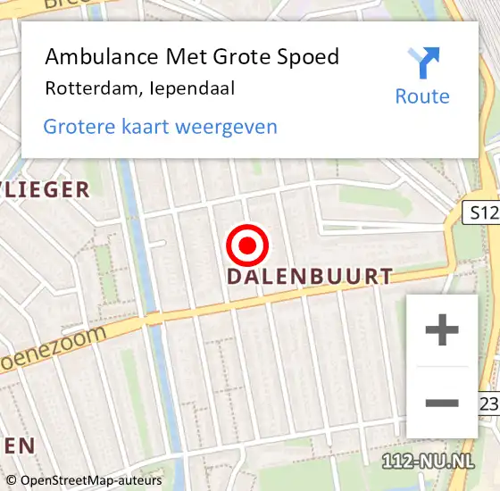 Locatie op kaart van de 112 melding: Ambulance Met Grote Spoed Naar Rotterdam, Iependaal op 14 april 2017 20:17