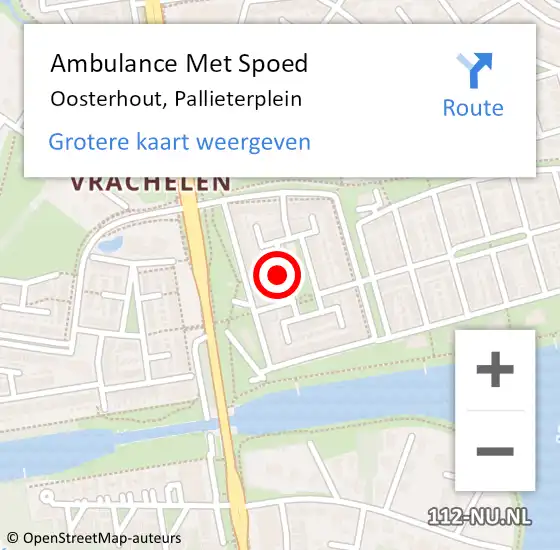 Locatie op kaart van de 112 melding: Ambulance Met Spoed Naar Oosterhout, Pallieterplein op 14 april 2017 22:17