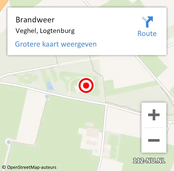 Locatie op kaart van de 112 melding: Brandweer Veghel, Logtenburg op 15 april 2017 06:34