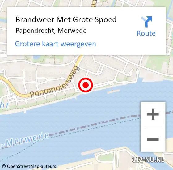 Locatie op kaart van de 112 melding: Brandweer Met Grote Spoed Naar Papendrecht, Merwede op 15 april 2017 10:39
