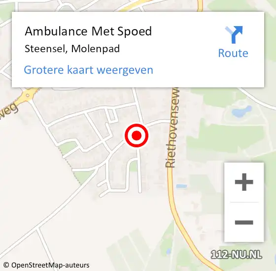 Locatie op kaart van de 112 melding: Ambulance Met Spoed Naar Steensel, Molenpad op 15 april 2017 21:07