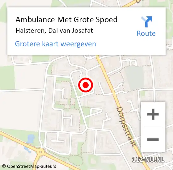 Locatie op kaart van de 112 melding: Ambulance Met Grote Spoed Naar Halsteren, Dal van Josafat op 15 april 2017 21:47
