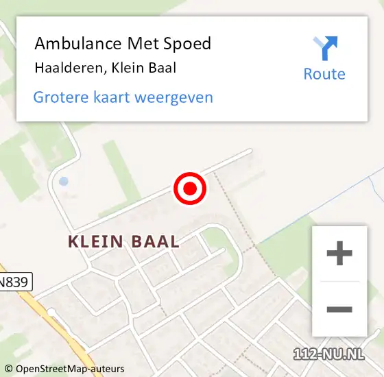 Locatie op kaart van de 112 melding: Ambulance Met Spoed Naar Haalderen, Klein Baal op 16 april 2017 07:11