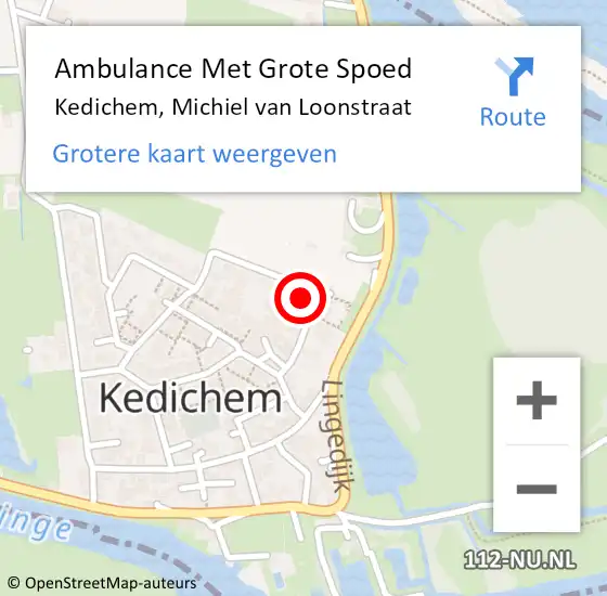 Locatie op kaart van de 112 melding: Ambulance Met Grote Spoed Naar Kedichem, Michiel van Loonstraat op 16 april 2017 08:14