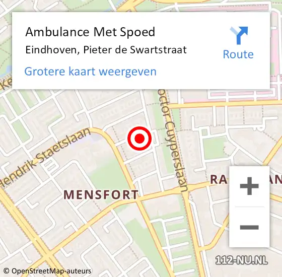 Locatie op kaart van de 112 melding: Ambulance Met Spoed Naar Eindhoven, Pieter de Swartstraat op 16 april 2017 09:57