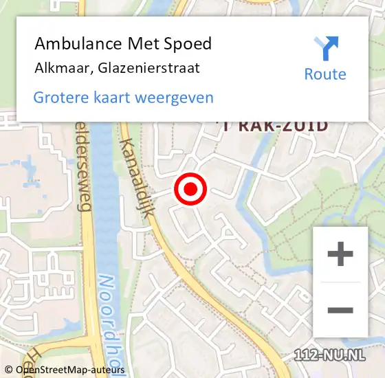 Locatie op kaart van de 112 melding: Ambulance Met Spoed Naar Alkmaar, Glazenierstraat op 16 april 2017 13:19