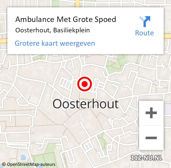 Locatie op kaart van de 112 melding: Ambulance Met Grote Spoed Naar Oosterhout, Basiliekplein op 16 april 2017 19:30