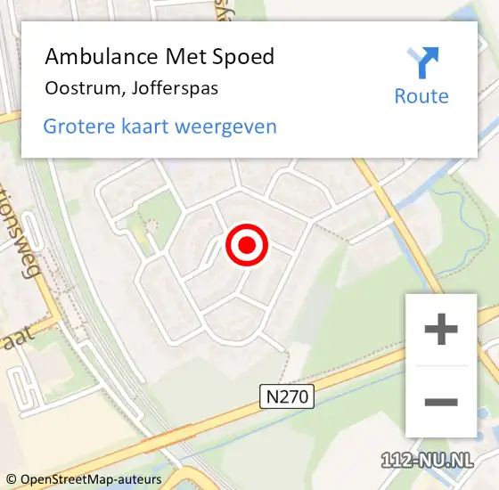 Locatie op kaart van de 112 melding: Ambulance Met Spoed Naar Oostrum, Jofferspas op 16 april 2017 21:43
