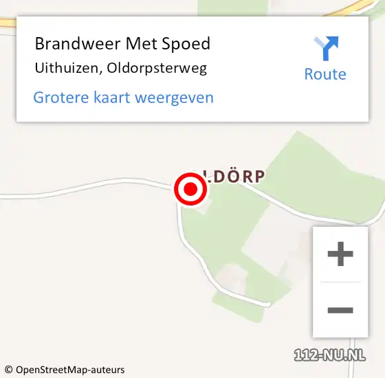 Locatie op kaart van de 112 melding: Brandweer Met Spoed Naar Uithuizen, Oldorpsterweg op 16 april 2017 22:39