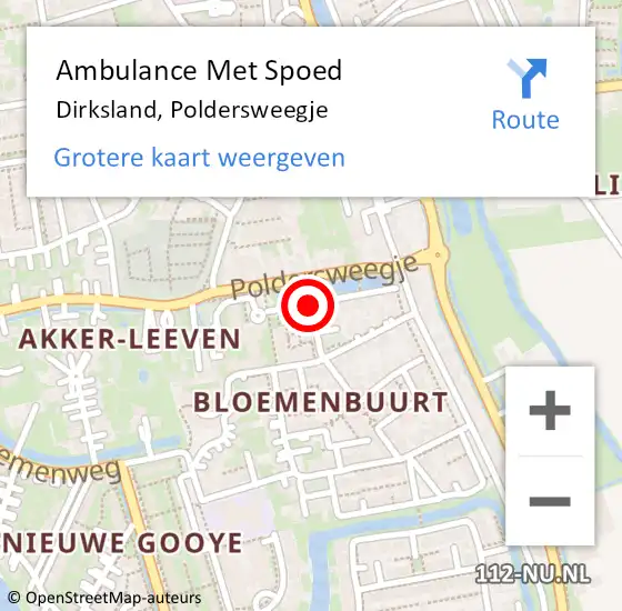 Locatie op kaart van de 112 melding: Ambulance Met Spoed Naar Dirksland, Poldersweegje op 17 april 2017 04:09