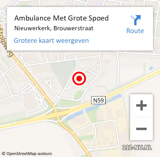 Locatie op kaart van de 112 melding: Ambulance Met Grote Spoed Naar Nieuwerkerk, Brouwerstraat op 17 april 2017 05:44