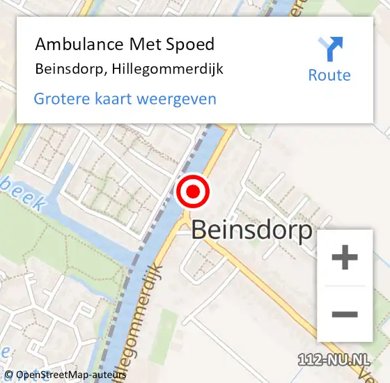 Locatie op kaart van de 112 melding: Ambulance Met Spoed Naar Beinsdorp, Hillegommerdijk op 17 april 2017 09:24