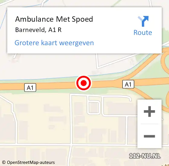 Locatie op kaart van de 112 melding: Ambulance Met Spoed Naar Barneveld, A1 R op 17 april 2017 12:11