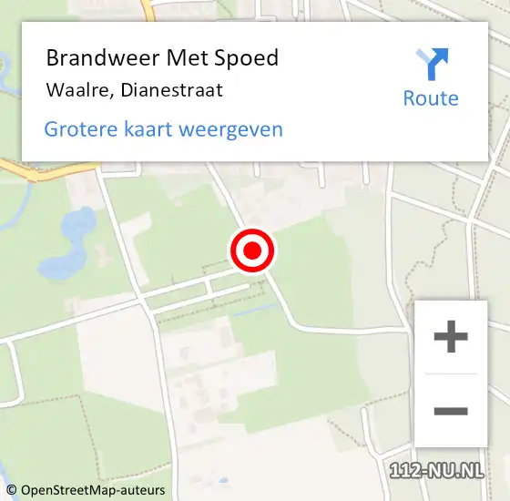 Locatie op kaart van de 112 melding: Brandweer Met Spoed Naar Waalre, Dianestraat op 17 april 2017 14:25