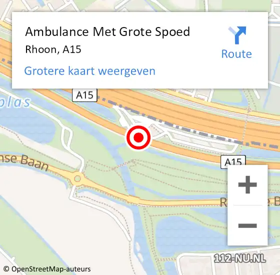 Locatie op kaart van de 112 melding: Ambulance Met Grote Spoed Naar Rhoon, A15 op 17 april 2017 19:43