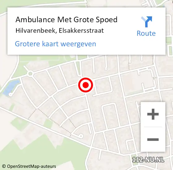 Locatie op kaart van de 112 melding: Ambulance Met Grote Spoed Naar Hilvarenbeek, Elsakkersstraat op 18 april 2017 03:43