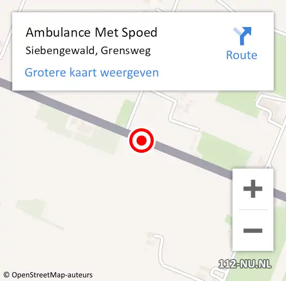 Locatie op kaart van de 112 melding: Ambulance Met Spoed Naar Siebengewald, Grensweg op 18 april 2017 14:01
