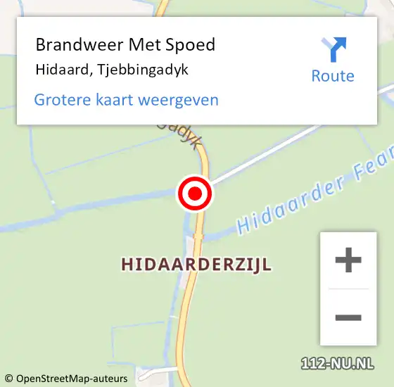 Locatie op kaart van de 112 melding: Brandweer Met Spoed Naar Hidaard, Tjebbingadyk op 18 april 2017 22:30