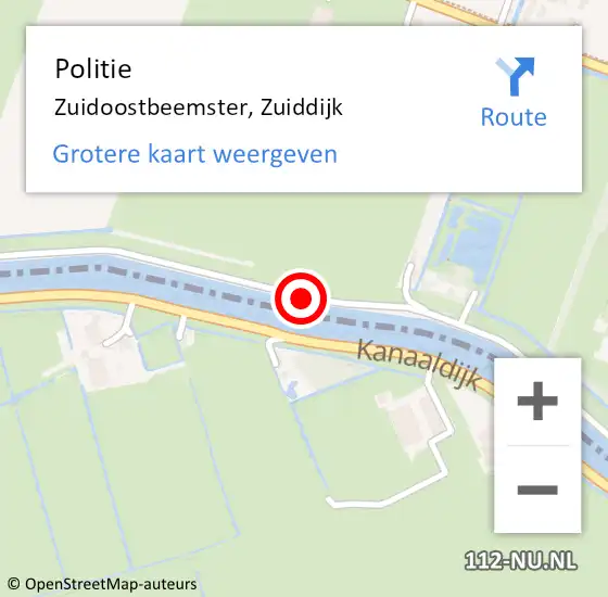Locatie op kaart van de 112 melding: Politie Zuidoostbeemster, Zuiddijk op 18 april 2017 23:31