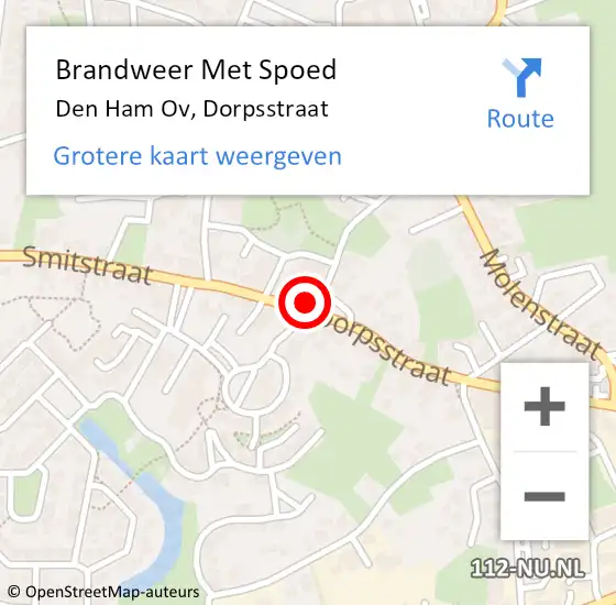 Locatie op kaart van de 112 melding: Brandweer Met Spoed Naar Den Ham Ov, Dorpsstraat op 19 april 2017 09:34