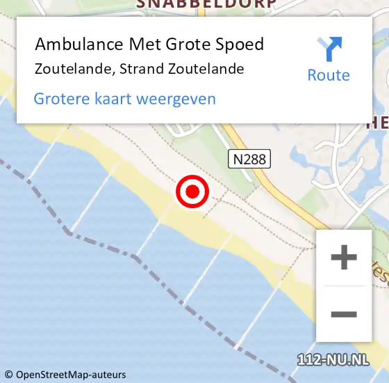 Locatie op kaart van de 112 melding: Ambulance Met Grote Spoed Naar Zoutelande, Zoutelande op 19 april 2017 15:36