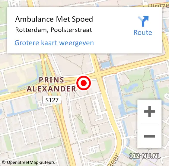 Locatie op kaart van de 112 melding: Ambulance Met Spoed Naar Rotterdam, Poolsterstraat op 19 april 2017 16:08