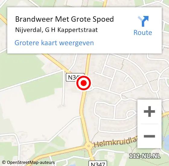 Locatie op kaart van de 112 melding: Brandweer Met Grote Spoed Naar Nijverdal, G H Kappertstraat op 20 april 2017 12:44
