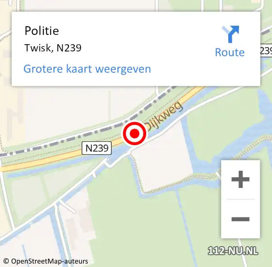 Locatie op kaart van de 112 melding: Politie Twisk, N239 op 20 april 2017 13:32