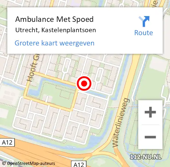 Locatie op kaart van de 112 melding: Ambulance Met Spoed Naar Utrecht, Kastelenplantsoen op 20 april 2017 13:35